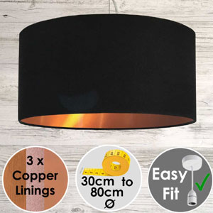 Black Pendant Shade with Copper Lining