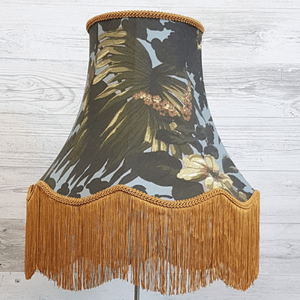 Patterned Traditional Lampshade with Fringe