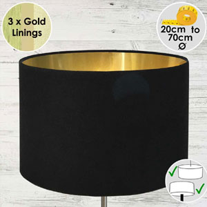 Gold Lined Black Drum Shade