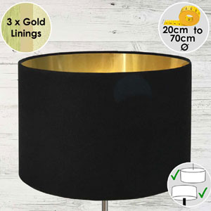 Extra Large Black and Gold Drum Lampshade