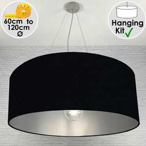 Extra Large Black and Silver Light Shade