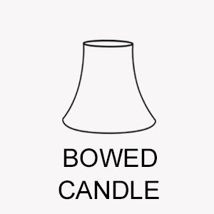 Line drawing of a bell shaped candle shade that is made bespoke in your choice of colours