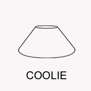 Click this line drawing of a coolie lampshade to view all colours and bespoke options