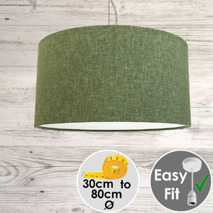 Ceiling Drum Lampshade in Green Linen