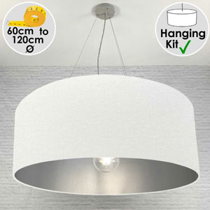 Extra Large White Ceiling Light with Metallic Lining