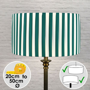 Green and White Pleated Drum Lampshade