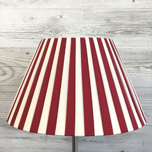 Pleated Red and Cream stripe lampshade available in a range of sizes