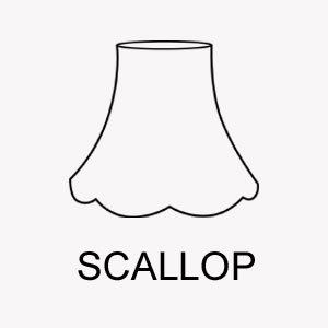 Click line drawing of scalloped shade to view all bespoke scalloped lampshades we make