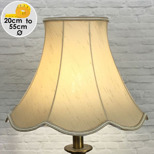 Bell shaped lamp shade with scalloped base for table lamps made in fawn faux silk