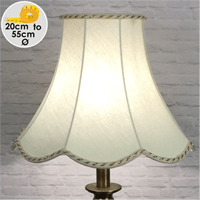Traditional scalloped lampshade made in cream linen