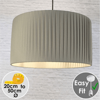Khaki Pleated Drum Lampshade made to order in bespoke sizes.
