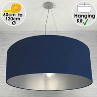 Extra large drum lampshade in Navy Blue Velvet