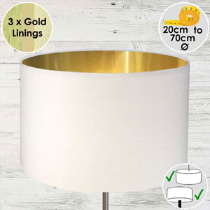 White Drum Lampshade with Gold Lining for Table Lampshades