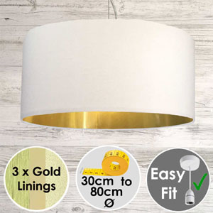 Extra Large White Drum Lampshade Gold Inside