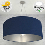 Blue Drum Pendant Shade with silver lining