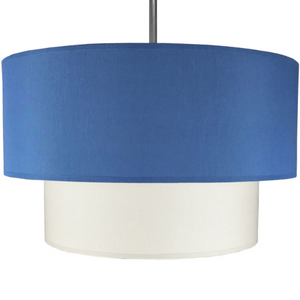 Blue drum pendant shade with white drum inner