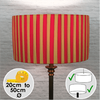 Red and Gold pleated drum lampshade made in a range sizes
