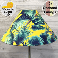 Coolie lampshade in blue and yellow tropical print