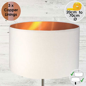 White Drum Table Lampshade with Copper Lining