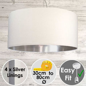 White Drum Light Shade with Silver lining for ceiling lights.