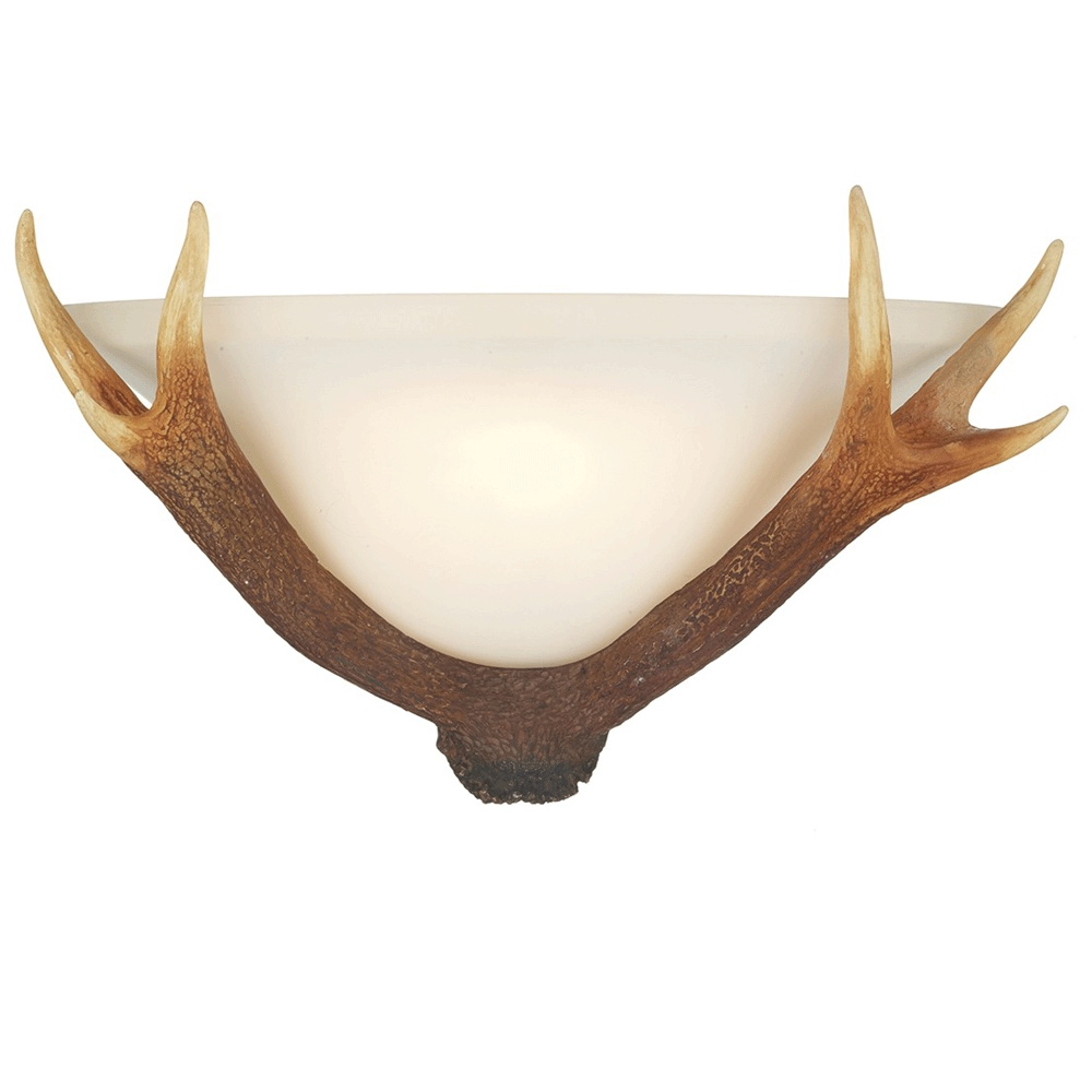 Antler Rustic And Glass Wall Light