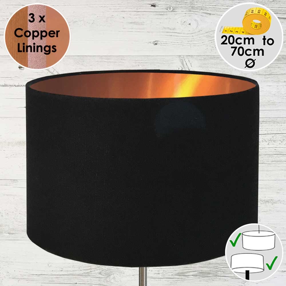 Black And Copper Lampshade Uk Handmade, Copper Table Lamp With Black Shader
