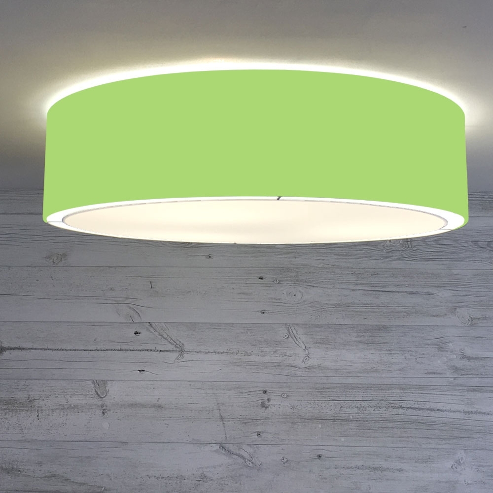 Flush Drum Ceiling Light Lime Green