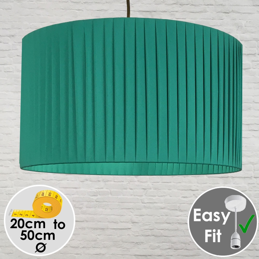 Green Pleated Drum Lampshade