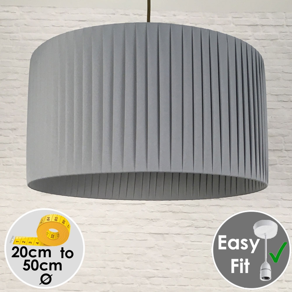Grey Pleated Drum Lampshade