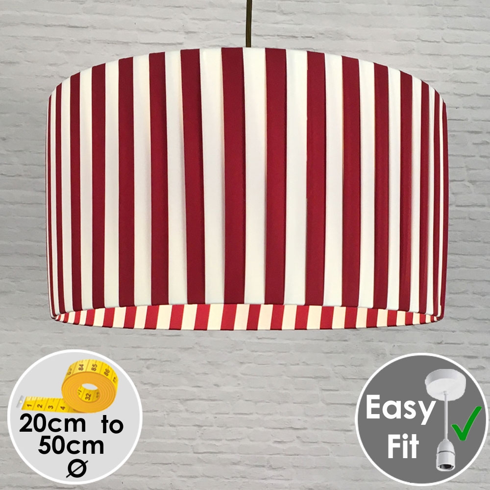 Red and Cream Striped Lampshade