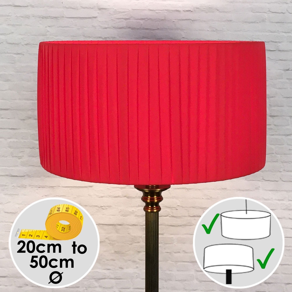 Red Pleated Drum Lampshade
