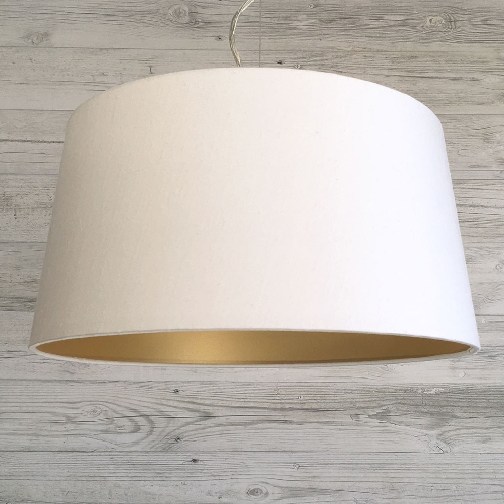 Large French Drum White & Gold