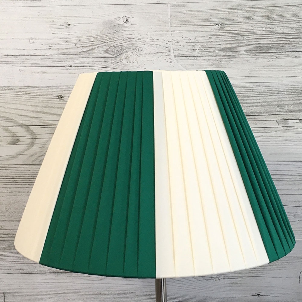 Cream and Green Pleated Lampshade