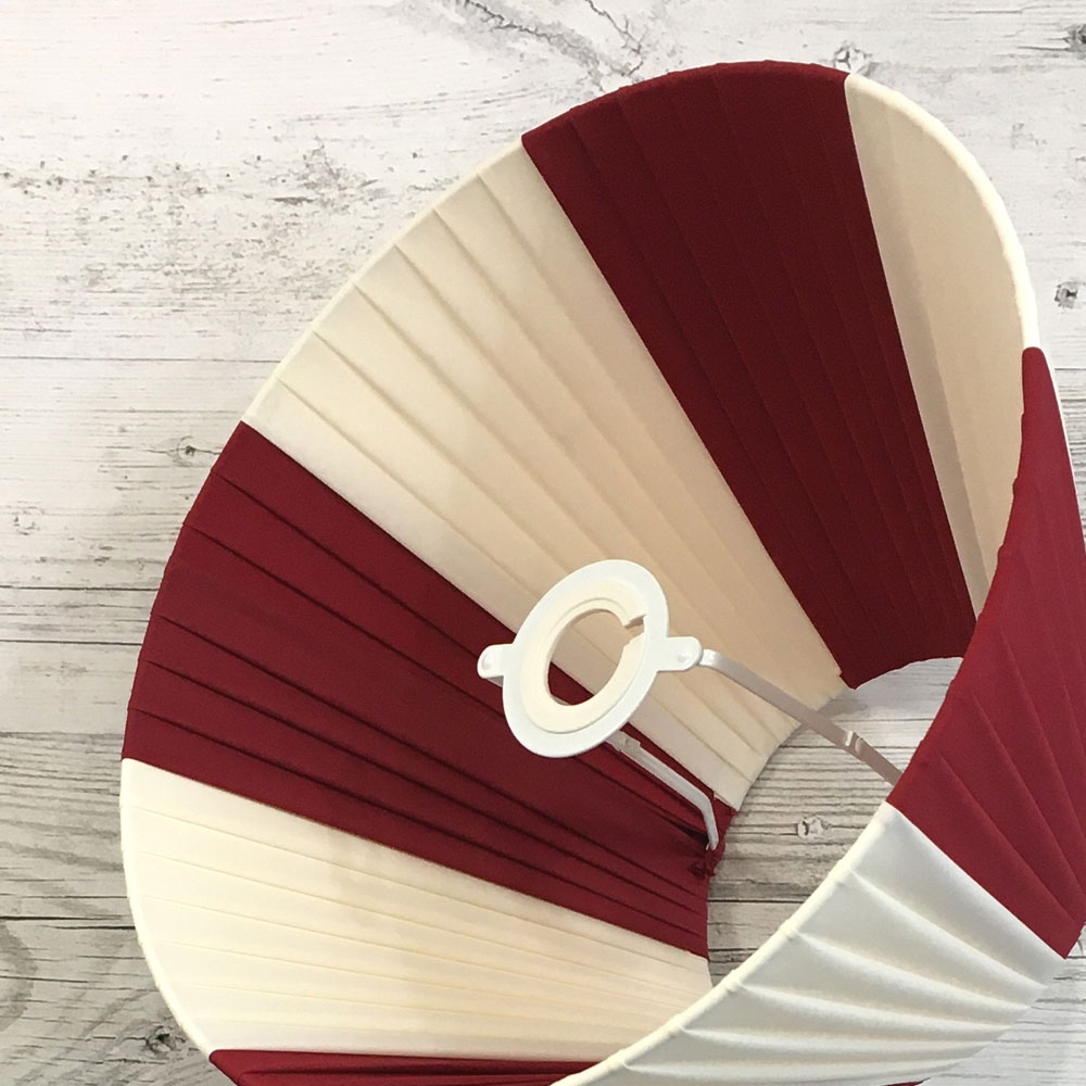 Cream & Red Pleated Lampshade