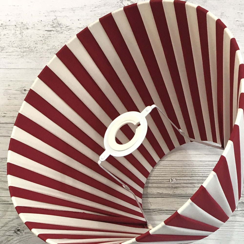 Red and Cream Pleated Lampshade