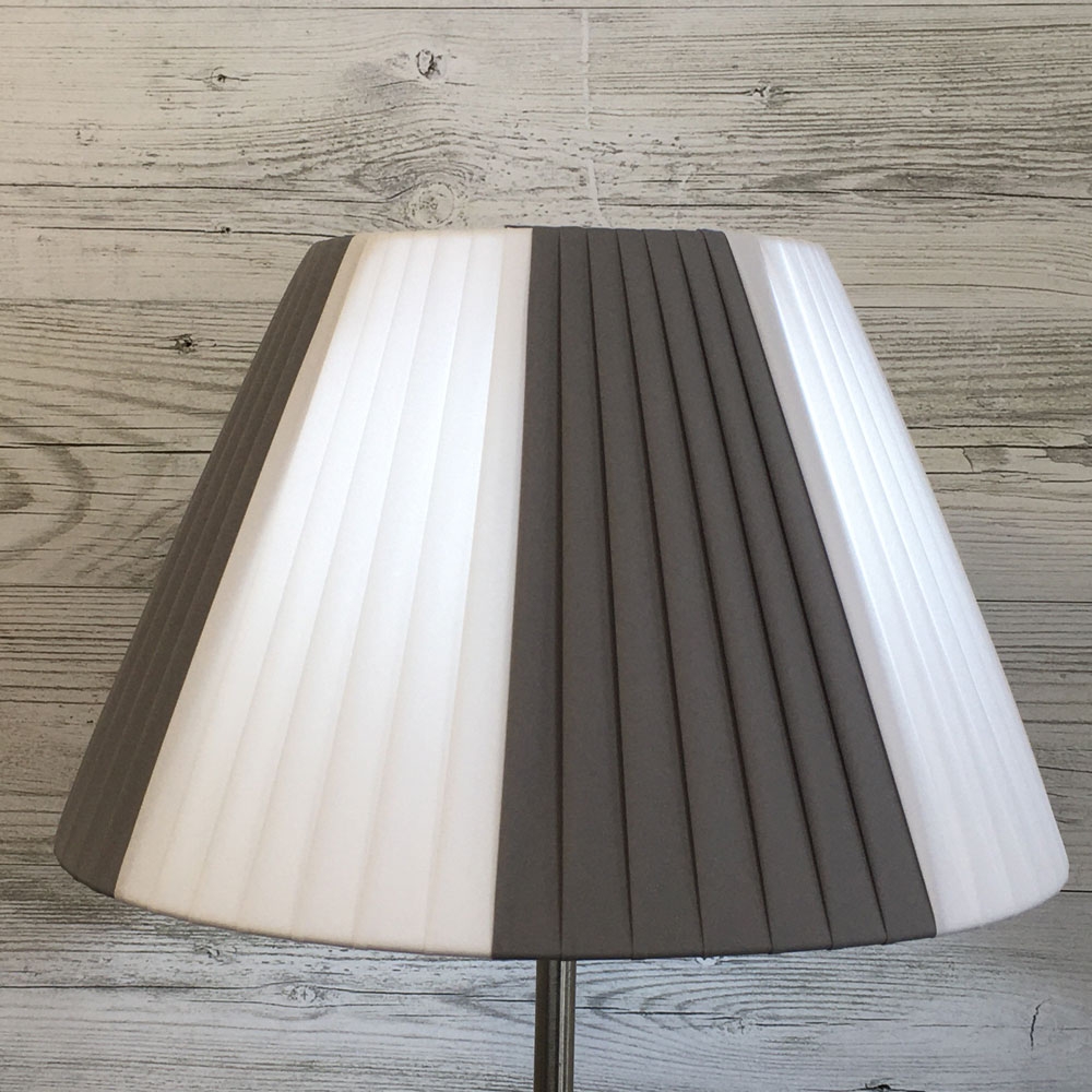 Grey and White Pleated Lampshade 