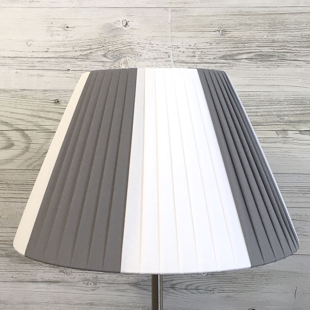 Grey and White Pleated Lampshade 