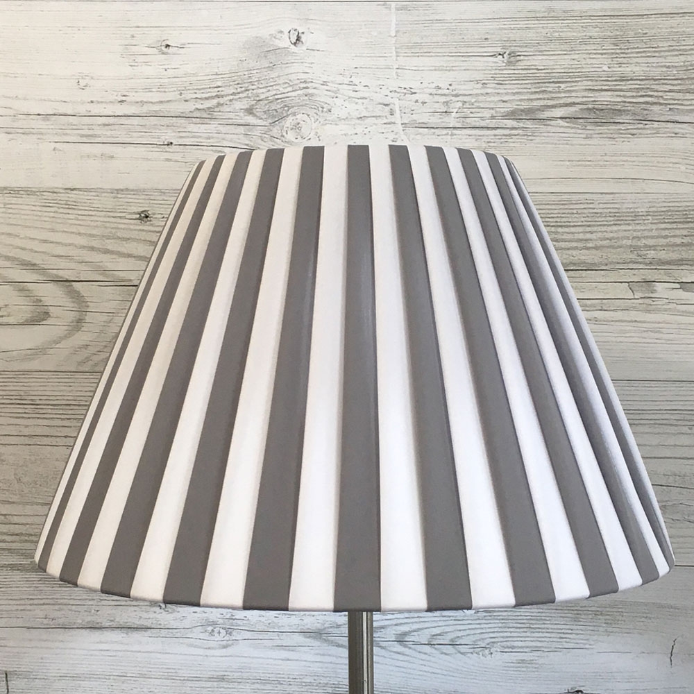 White and Grey Pleated Lampshade
