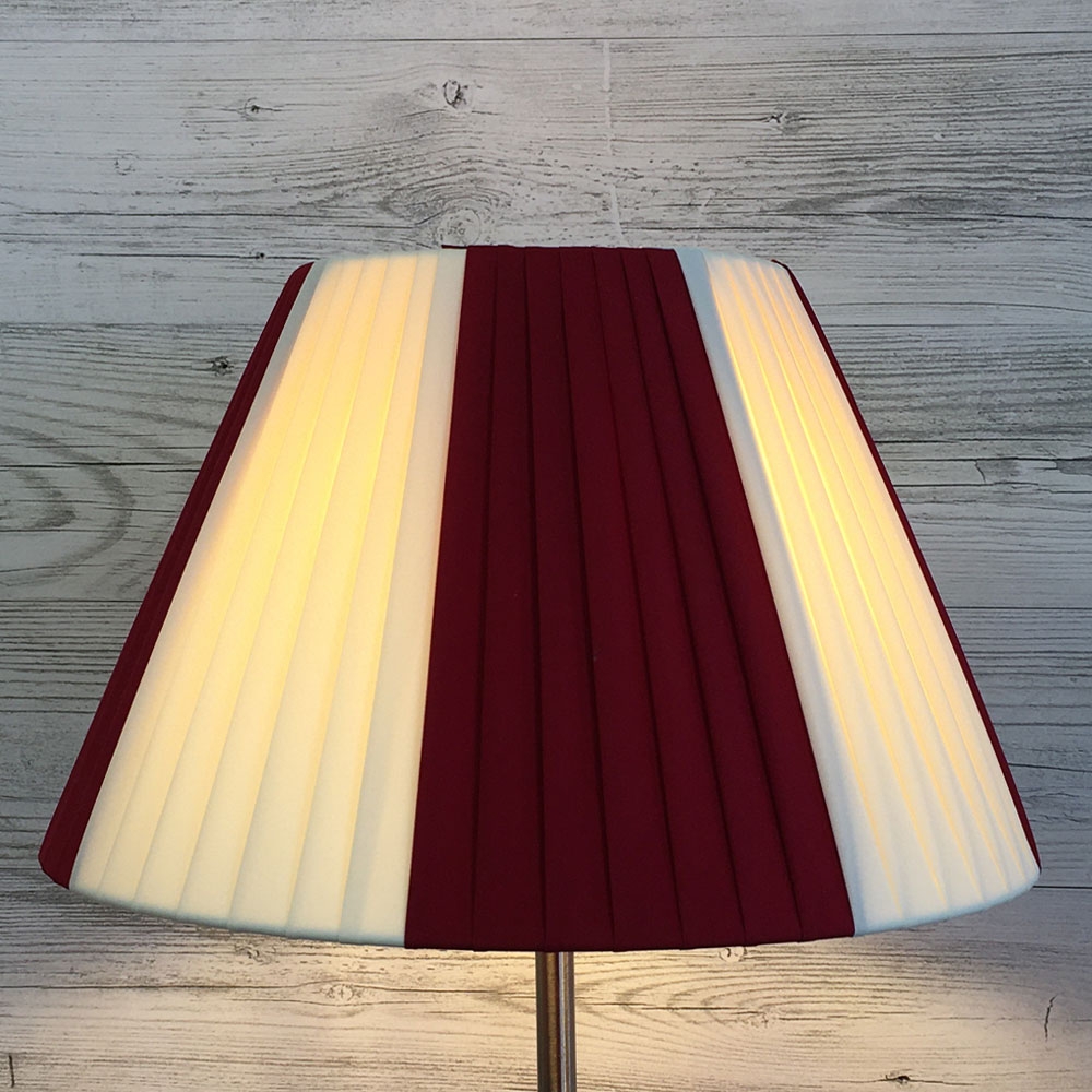 Cream & Red Pleated Lampshade